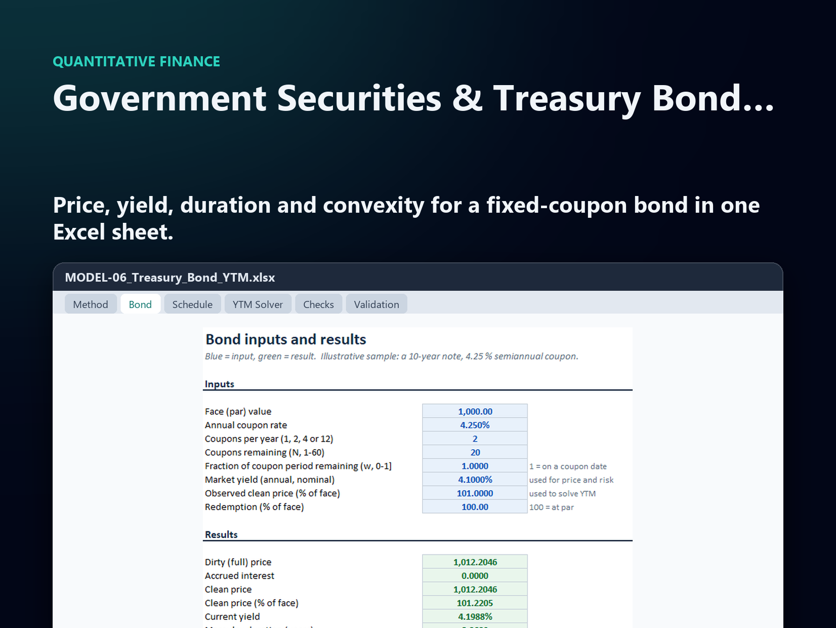 Government Securities & Treasury Bond YTM Calculator — version 1.0.0, Quantitative Finance