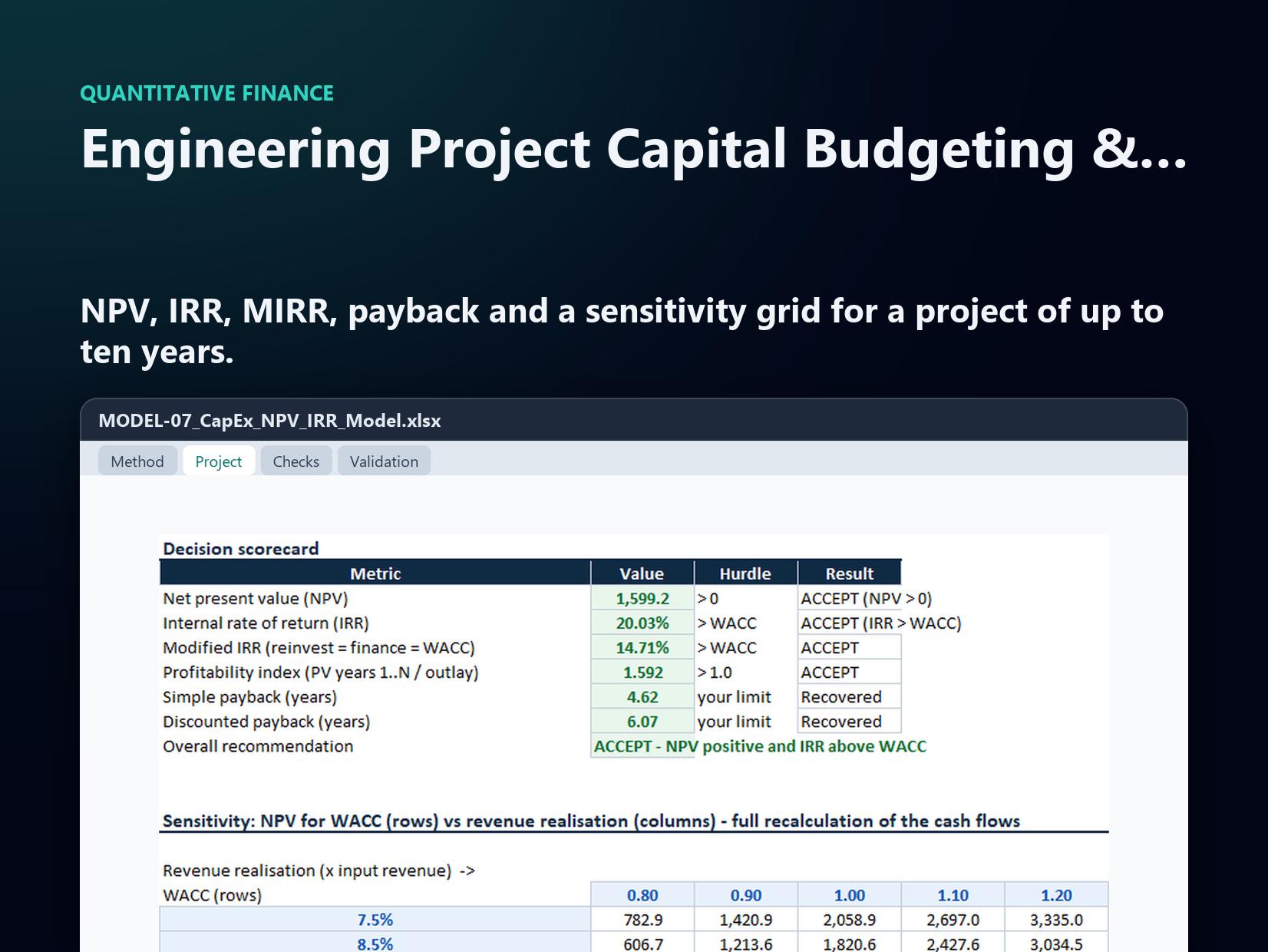 Engineering Project Capital Budgeting & NPV Engine — version 1.0.0, Quantitative Finance