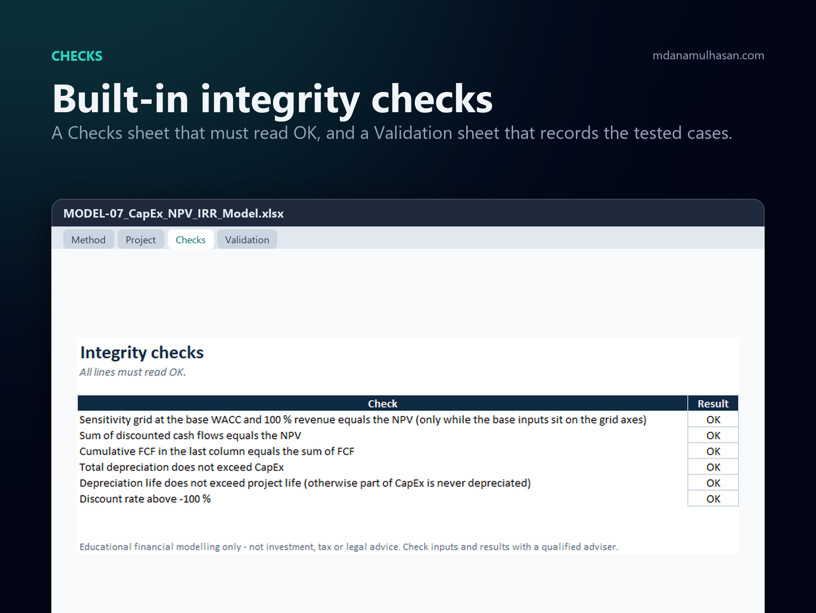 Engineering Project Capital Budgeting & NPV Engine: Built-in integrity checks